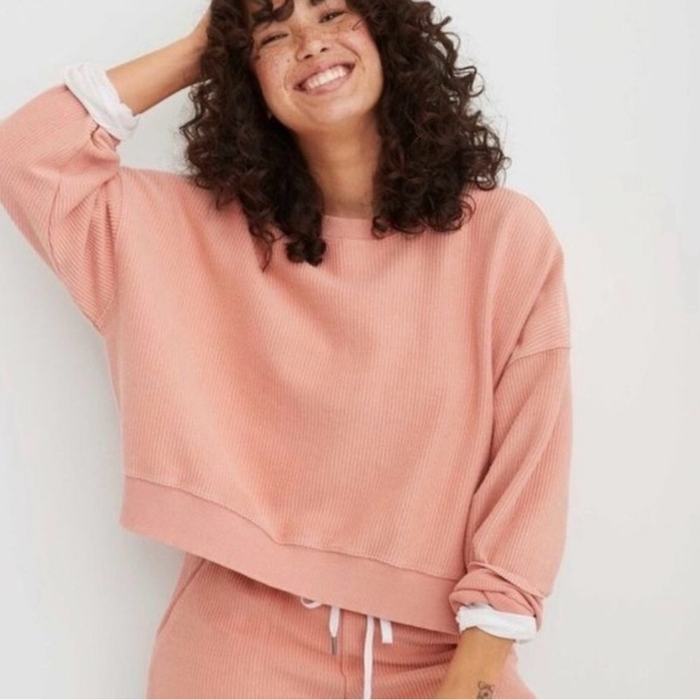 Aerie Ribbed Cropped Sweatshirt